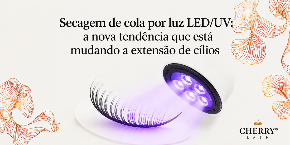 Banner Cherry Lash sobre secagem de cola por luz LED/UV na extensão de cílios com lâmpada UV 