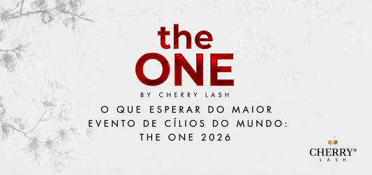 Banner do The One 2026, maior evento de cílios do mundo promovido pela Cherry Lash, com informações sobre o que esperar do evento para profissionais lash.