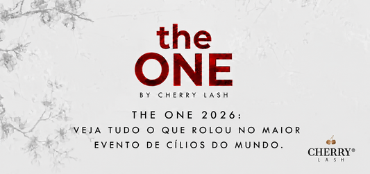 Banner do The ONE 2026 com a frase "Veja tudo o que rolou no maior evento de cílios do mundo" e logo da Cherry Lash.